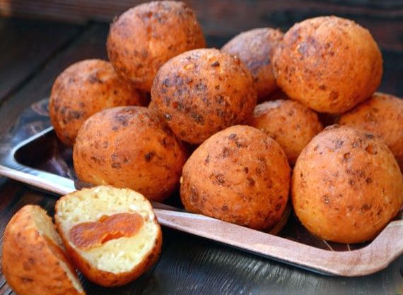 Deep-Fried Curd Donuts with Prunes and Dried Apricots