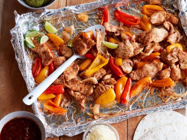 Fajitas with Chicken on a Baking Sheet
