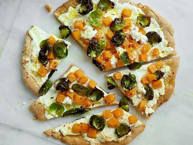 Whole Grain Pizza with Brussels Sprouts, Butternut Squash and Ricotta