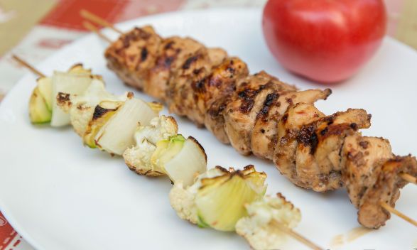 Chicken Fillet Kebab and Grilled Vegetable Kebab