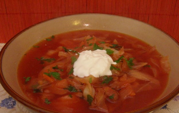 Delicate Red Borscht with Beans