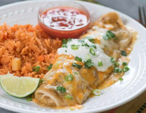 Green Chile Chicken Smothered Burritos