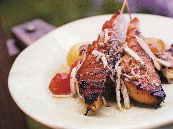 Grilled Salmon with Aromatic Garlic Dressing