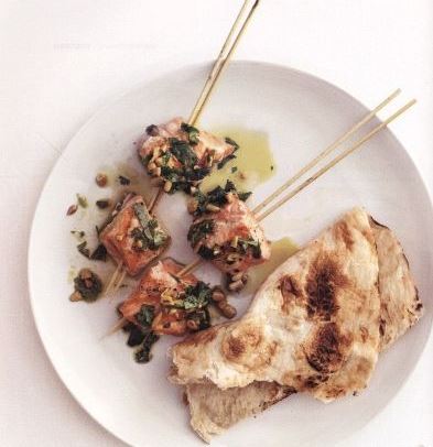Salmon Kebabs with Peanut Sauce