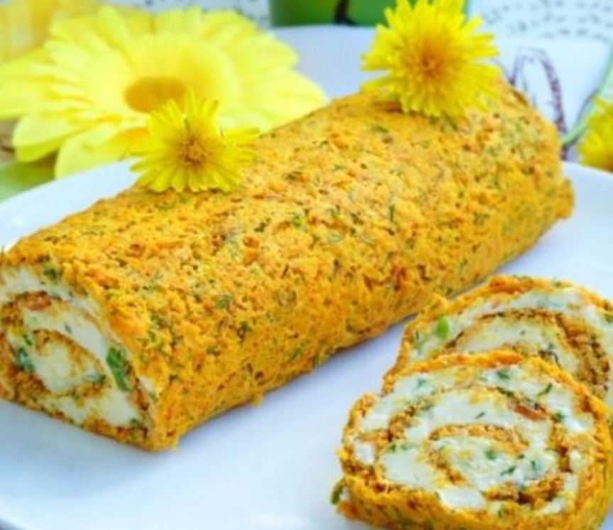Carrot Roll with Cheese and Herbs