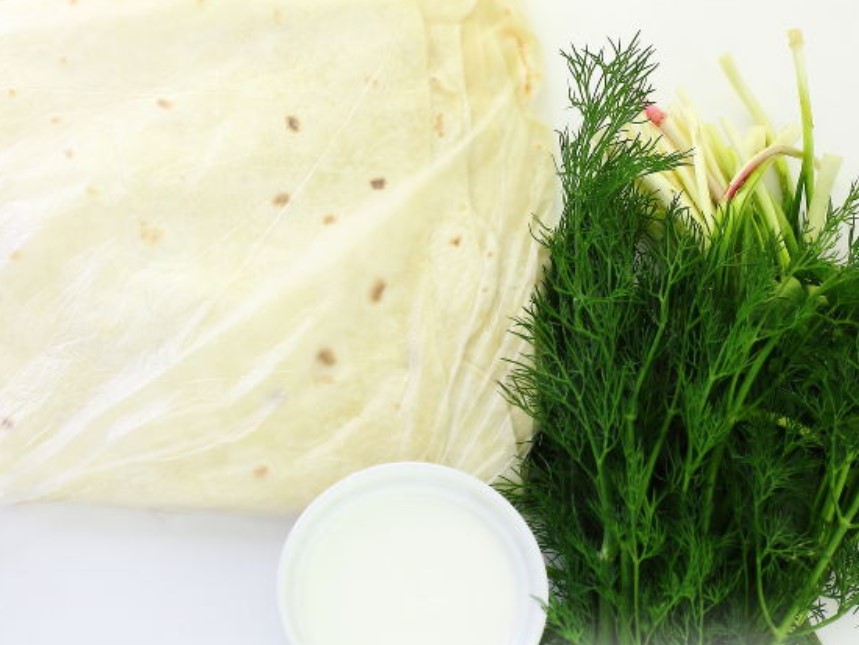 Lavash Rolls with Herbs step 1