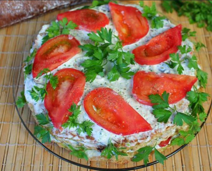 Zucchini Cake with Mushrooms