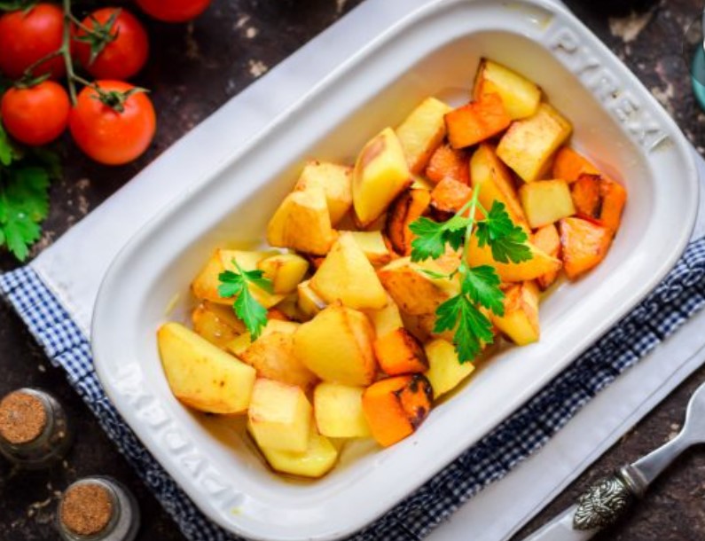 Oven Baked Pumpkin with Potatoes