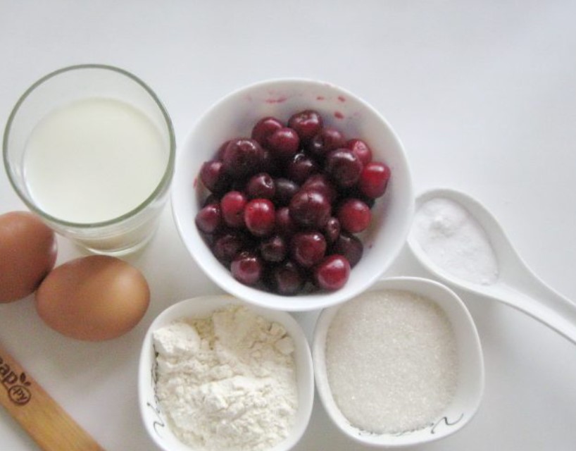 Cherry Custard Cake step 1