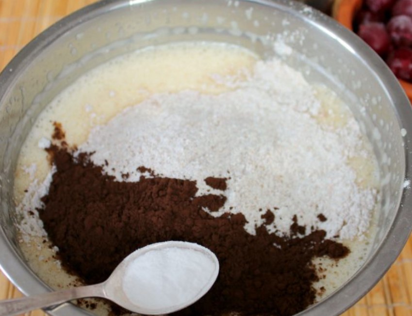 Chocolate Muffins with Cherries step 5