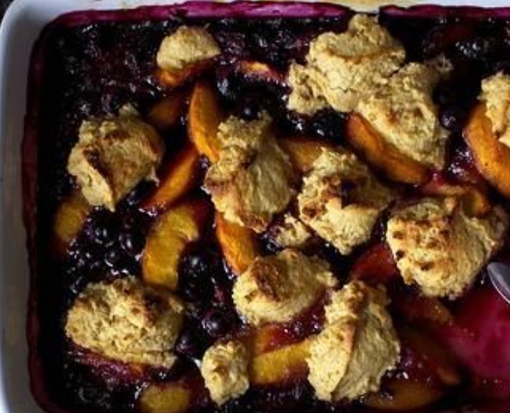 Cobbler with Peaches and Blueberries