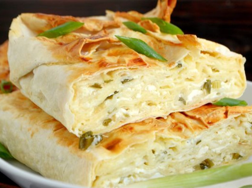 Lazy “Achma” with Cottage Cheese and Green Onions