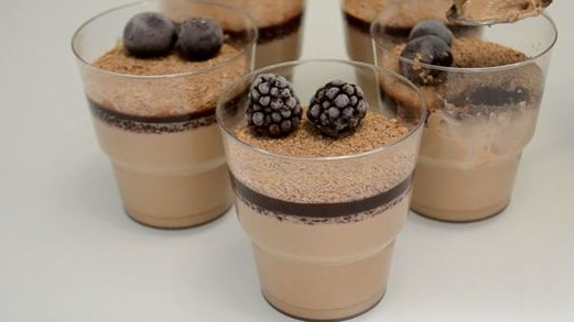 Chocolate Panna Cotta with Cherries