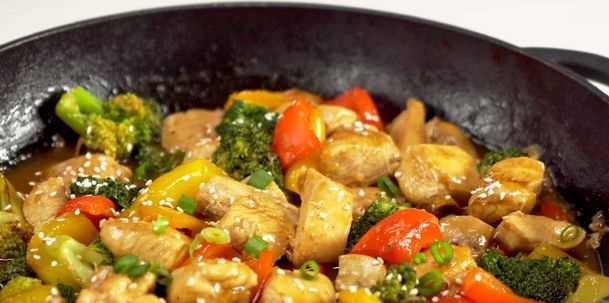 Fried Chicken with Vegetables and Mushrooms, Chinese Style