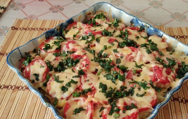 Oven Baked Zucchini with Potatoes and Tomatoes