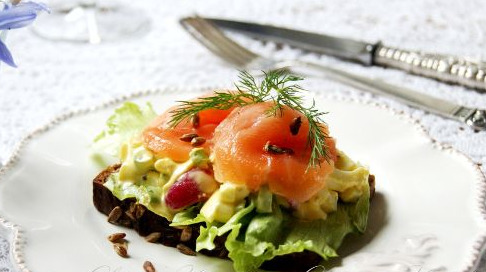 Sandwich with Salmon and Egg Salad