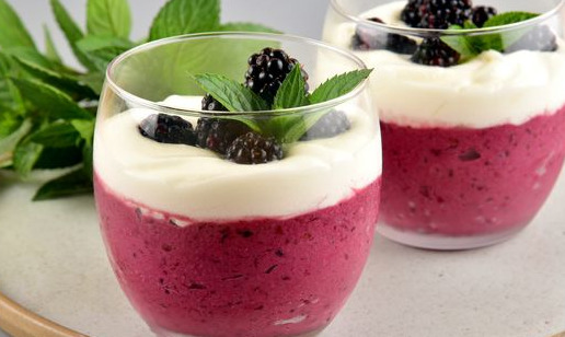 Blackberry Mousse with Whipped Cream