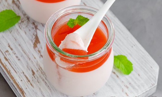 Milk Jelly with Watermelon and Condensed Milk
