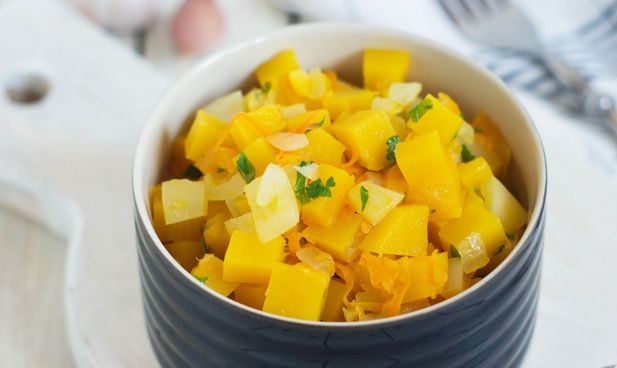 Pumpkin Stewed with Bell Peppers and Carrots