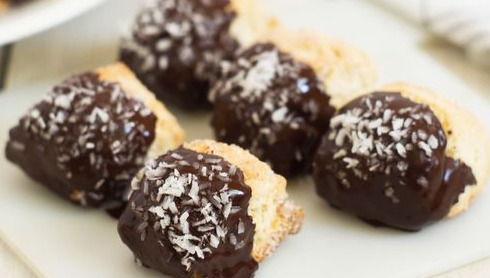 Coconut Shortbread Cookies in Chocolate