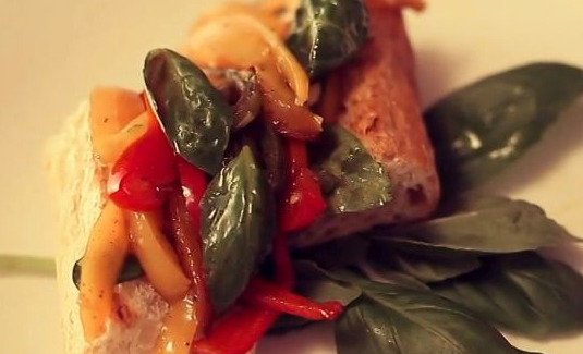 Pepper Salad on Croutons
