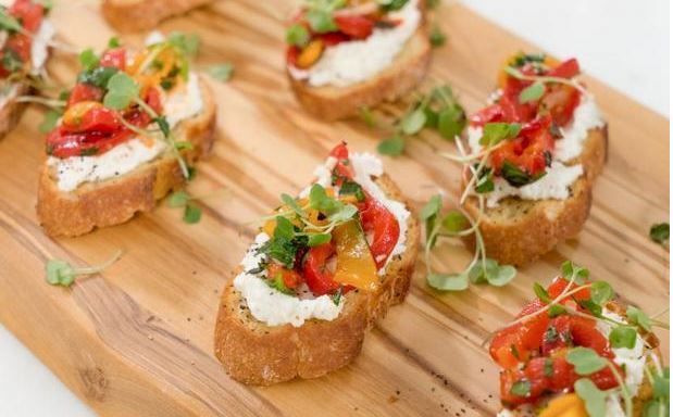 Bruschetta with Baked Pepper and Goat Cheese