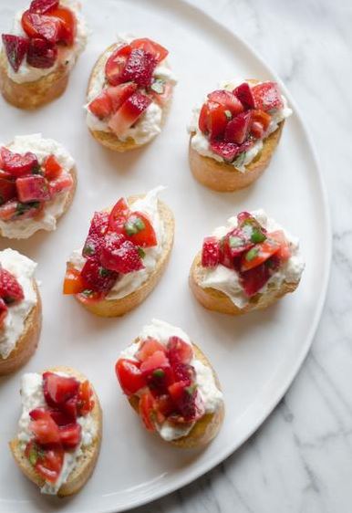 Bruschetta with Burrata Cheese and Strawberries