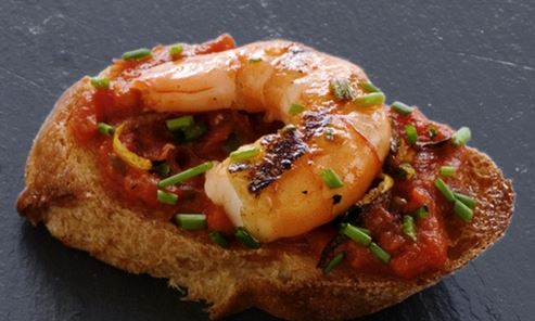 Bruschetta with Shrimps and Marinara Sauce