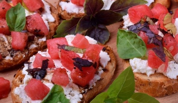 Bruschetta with Watermelon and Feta Cheese