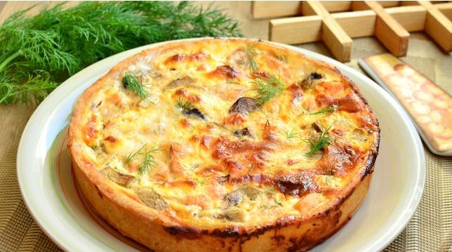 Quiche with Salmon and Mushrooms