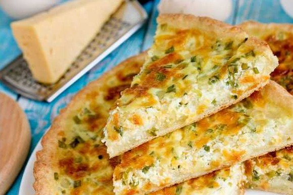 Open Pie with Cottage Cheese and cheese