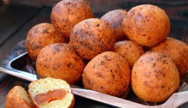 Deep-Fried Curd Donuts with Prunes and Dried Apricots