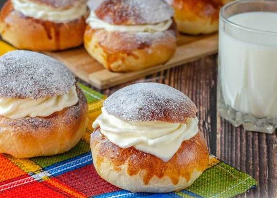 Swedish Bun “Semla” with Almond Filling and Whipped Cream