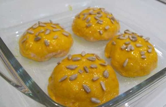 Pumpkin Yeast Buns with Sausage and Cheese step 23