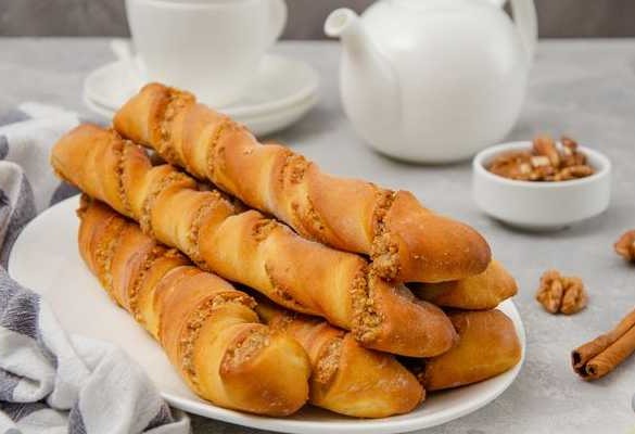 Sweet Bread Sticks with Nuts and Cinnamon