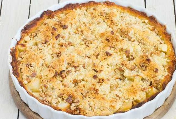 Curd Cake with Caramelized Apples and Nut Streusel step 15