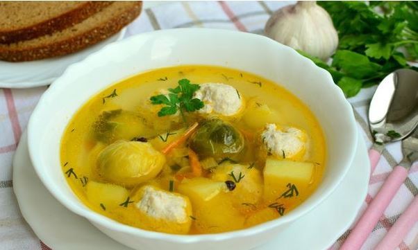Soup with Meatballs and Brussels Sprouts