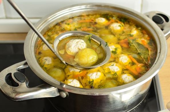 Soup with Meatballs and Brussels Sprouts step 7