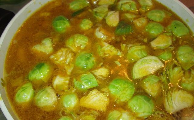 Vegetable Soup with Brussels Sprouts and Beans step 3