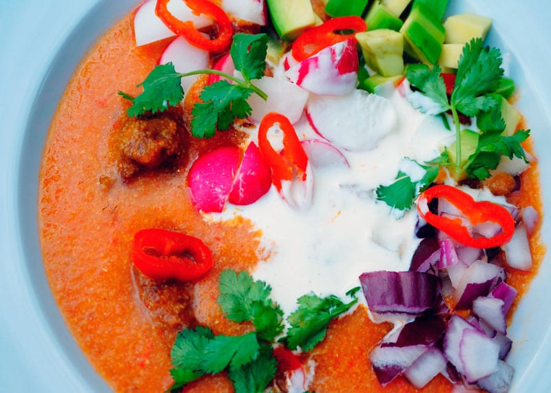 Mexican Soup Pozole Rojo with Pork