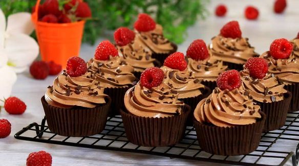 Chocolate Coffee Cupcakes with Raspberry Confit