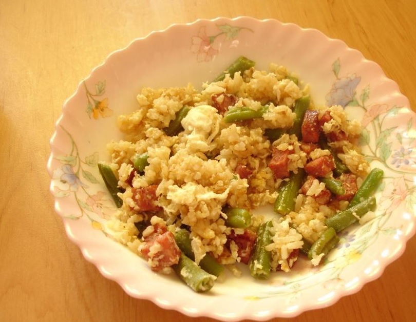 Fried Rice with Sausage and Green Beans