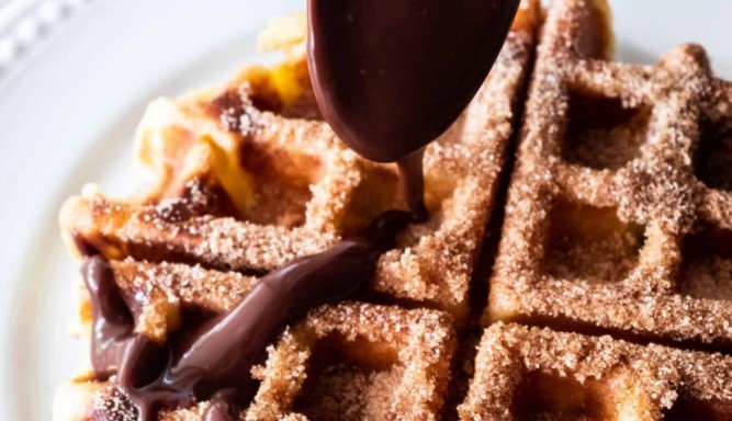 Churro Waffle Recipe (with Chocolate Sauce) step 12