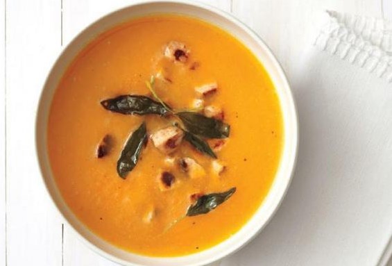 Pumpkin Soup with Sage and Chicken Sausage