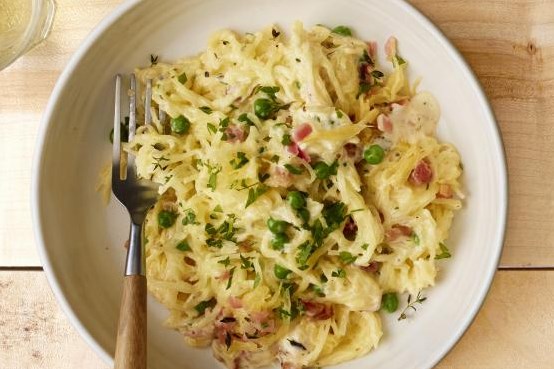 Pumpkin Spaghetti(Yellow Squash) in Alfredo Sauce