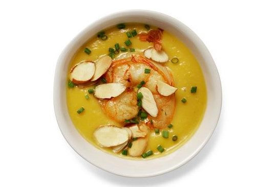Pumpkin Puree Soup with Shrimps