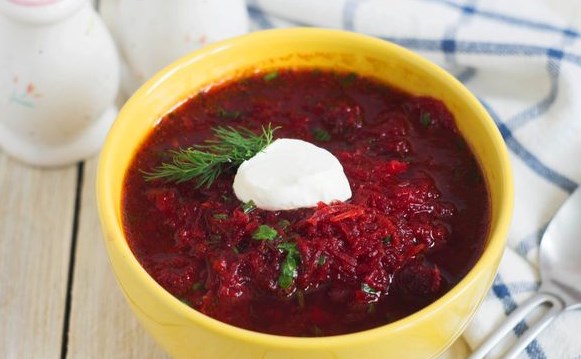 Red Cabbage Borscht with Apple