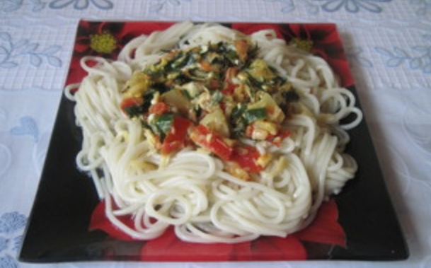 Spaghetti with Zucchini, Tomatoes and Herbs