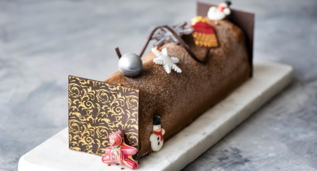 Chocolate Chestnut Log with Rum Cherry