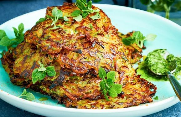 Vegetable Pancakes with Green Sauce